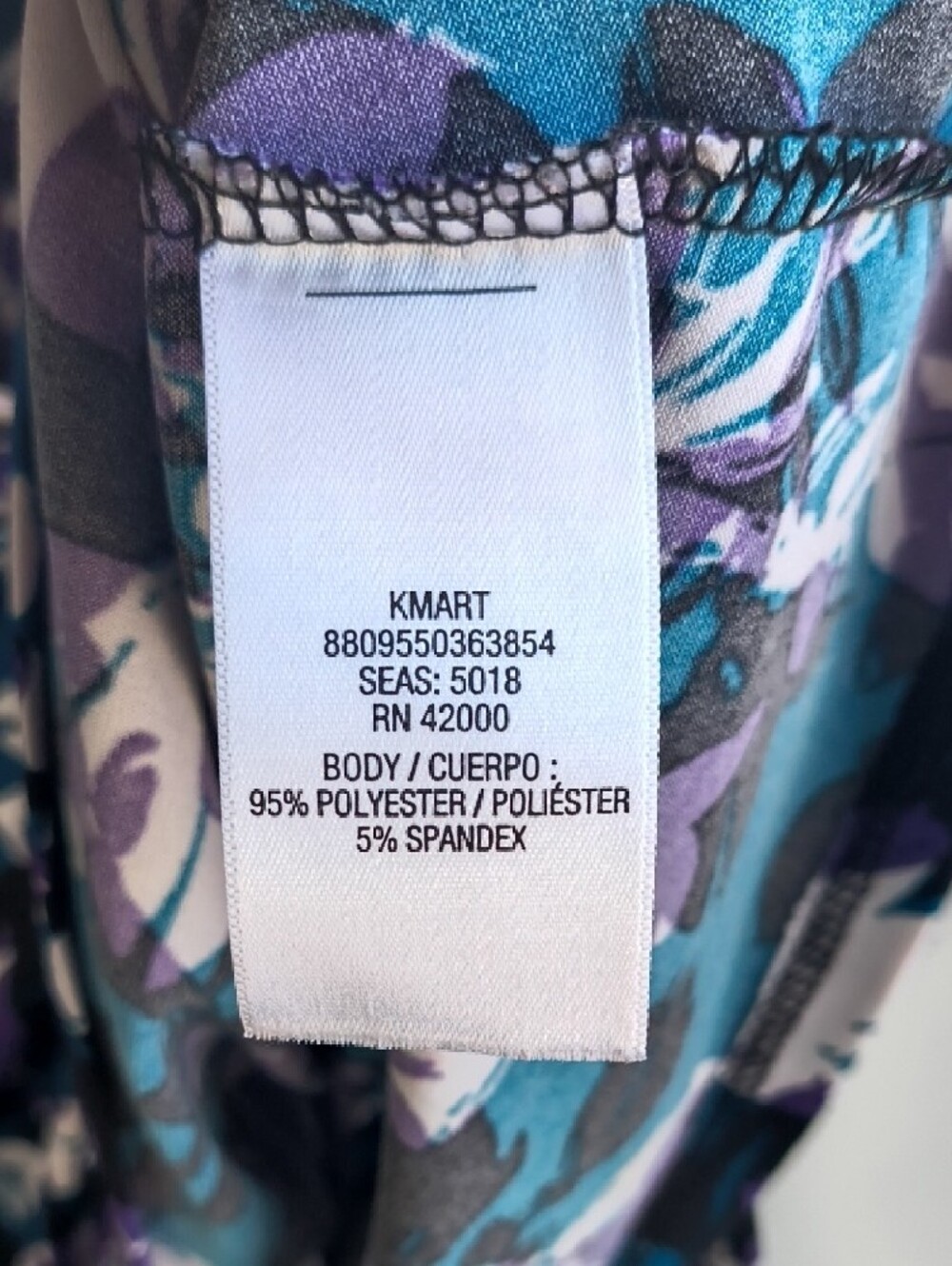 Floral Wrap Top in Teal and Purple - Picture 5 of 6